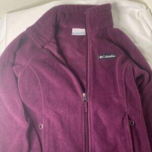 COLUMBIA SPORTSWEAR FRONT ZIPPER FLEECE JACKET UNISEX, SIZE XS, COLOR GARNET